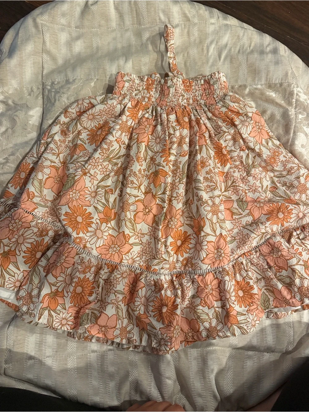Girls' Floral Sundress - Peach & Cream